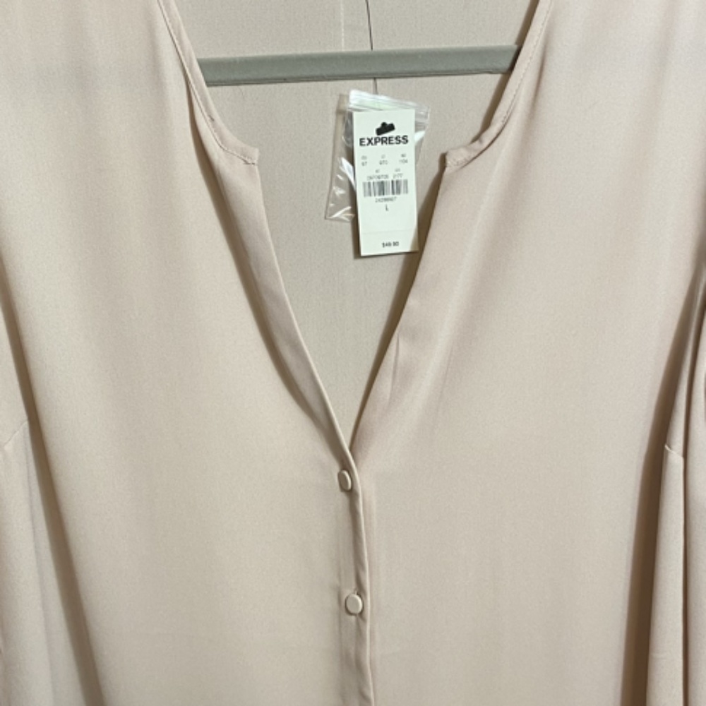 Express pleated sleeve buttoned down blouse